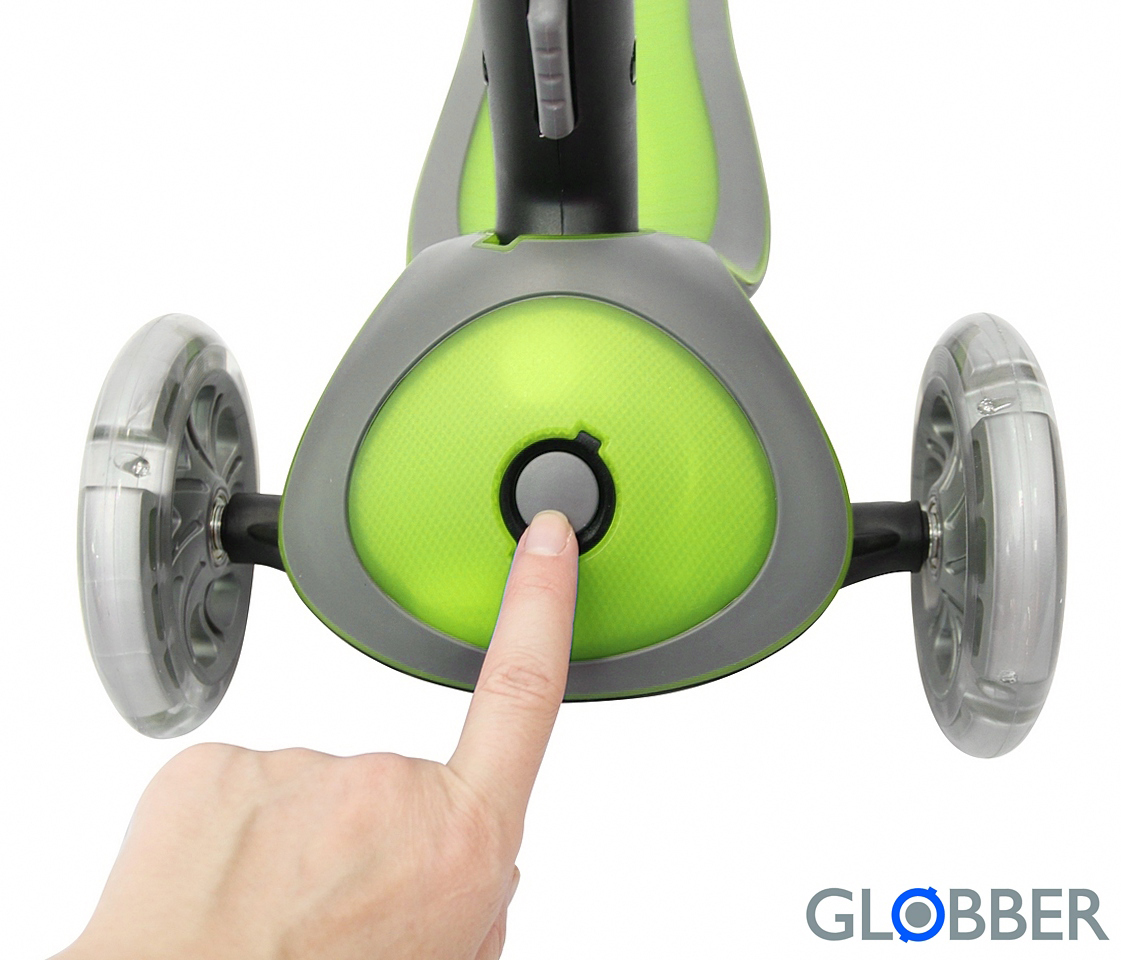 Самокат Globber Elite FL My Free Fold up 449-106 со светящейся платформой, зеленый  